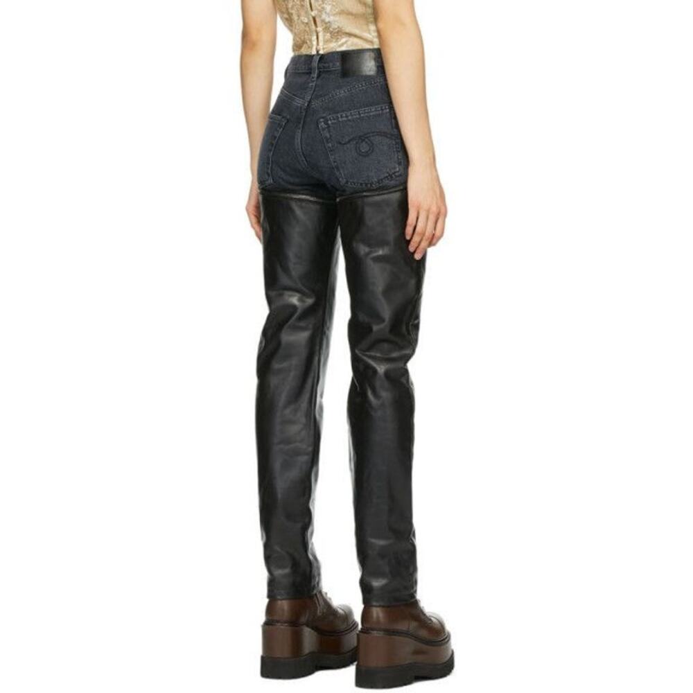 R13 Black Leather Zip Off Axl Slim Pants - Picture 9 of 16